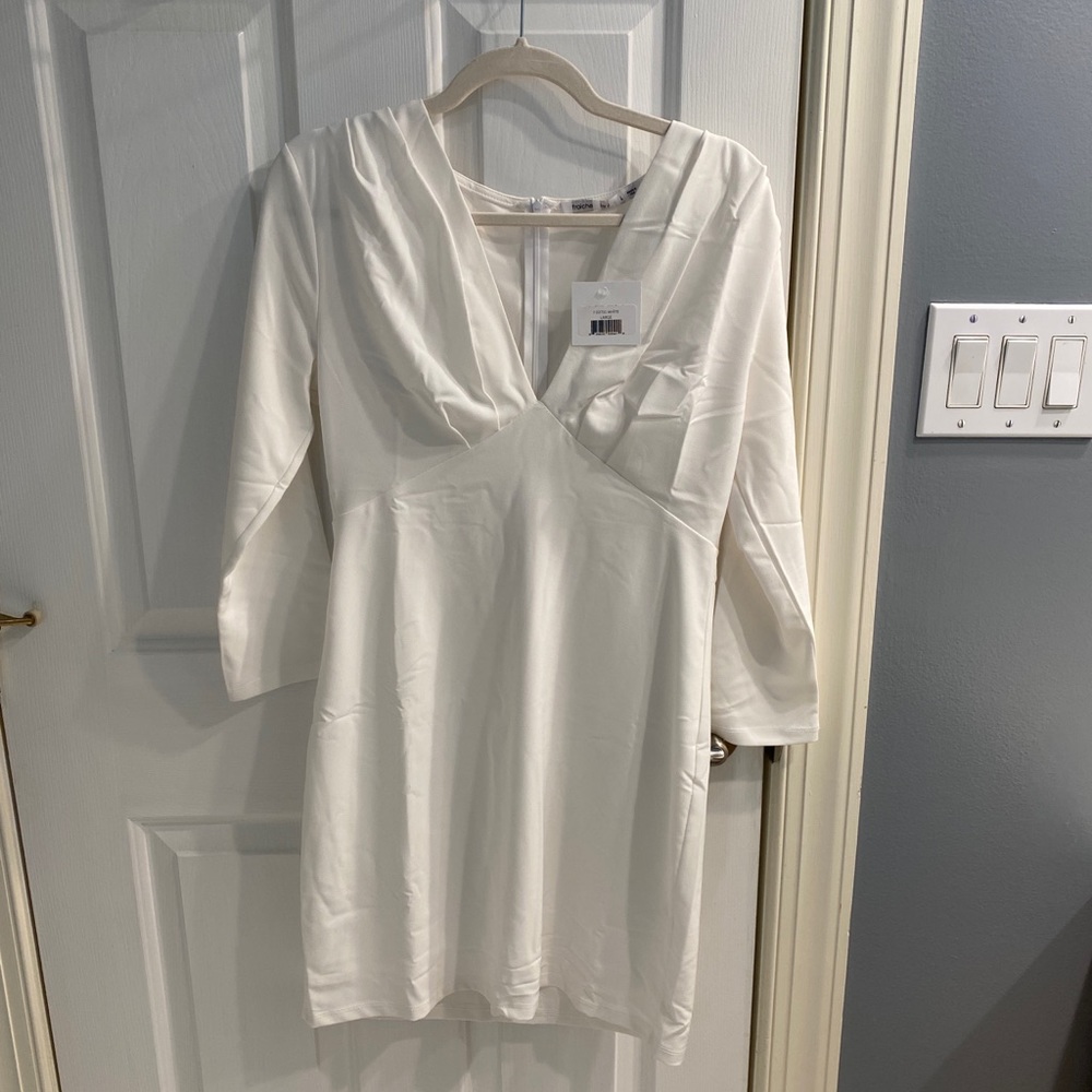 White deep V Dress size L